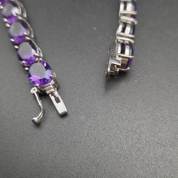 Amethyst Sterling Silver Bracelet. 8 Inch - Picture 3 of 5